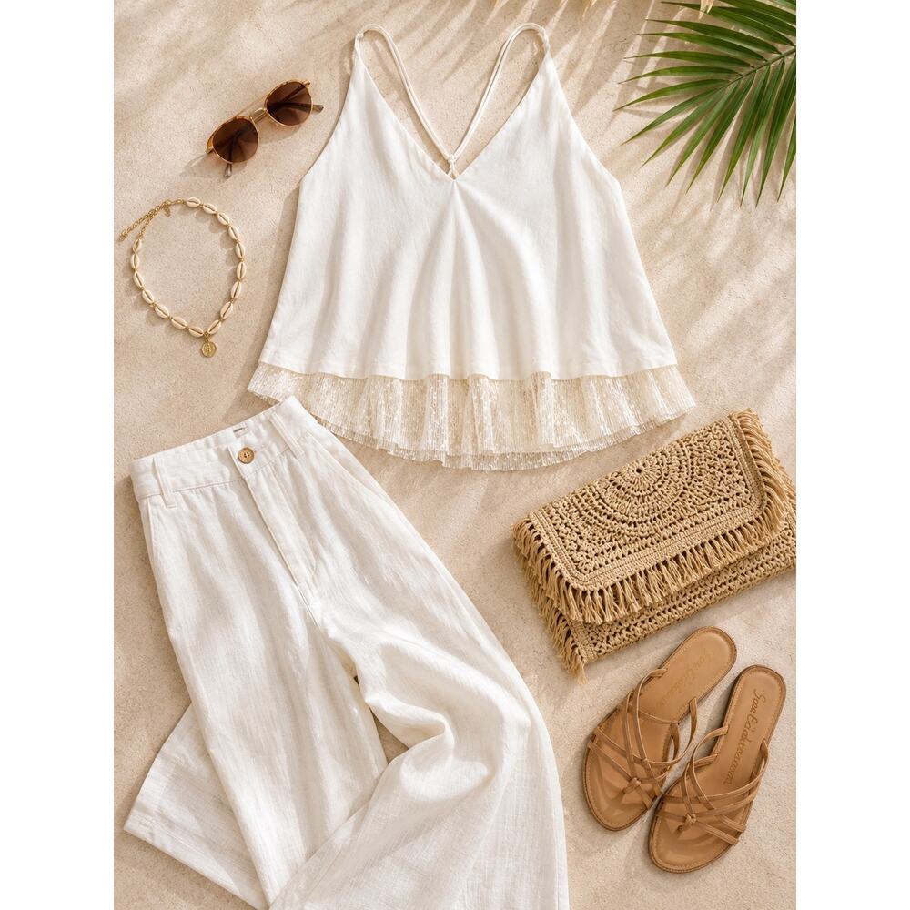 Free People Intimately FP White Lace Racerback Cami XS Boho Honeymoon Resort